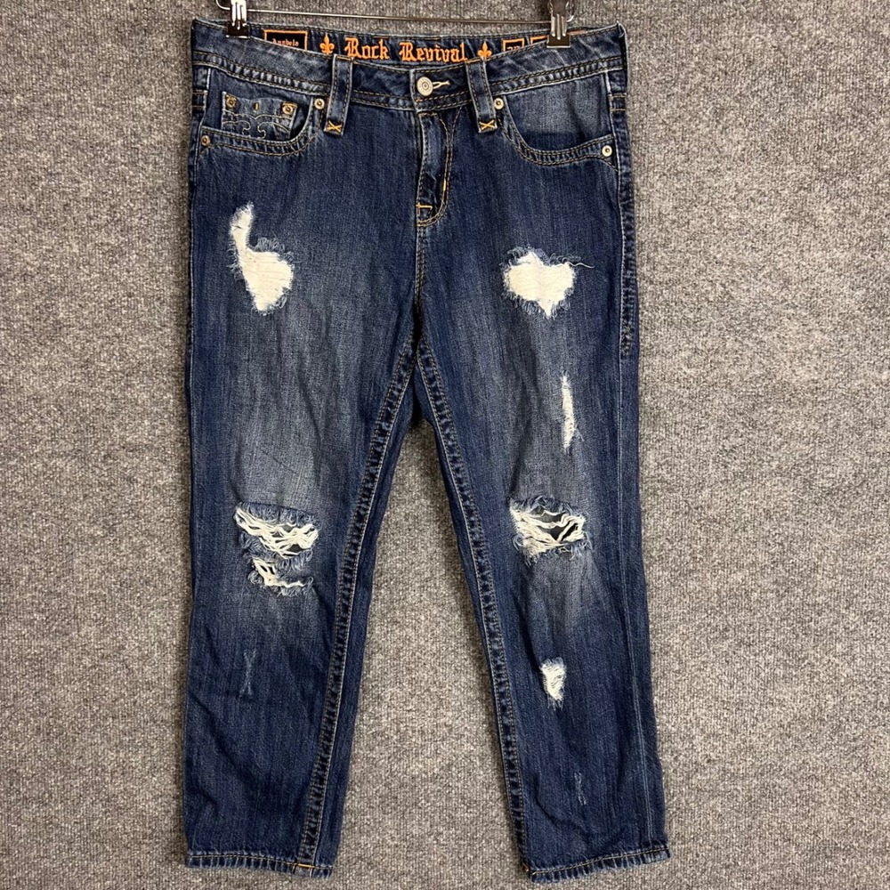 Rock Revival Jeans Womens 29 Excellent Distressed Boyfriend Anabela